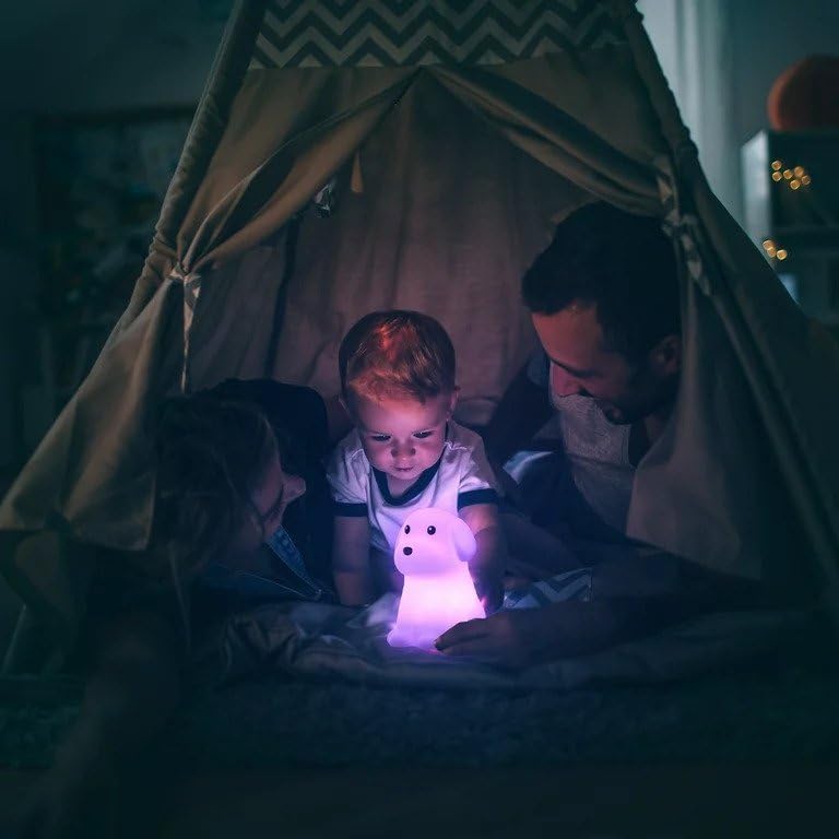 Perrito Luz Nocturna LED para Lactancia y Bebés - Lámpara de Silicona Táctil Recargable - Luz Cálida + 7 Colores Relajantes (Copia) (Copia) (Copia)