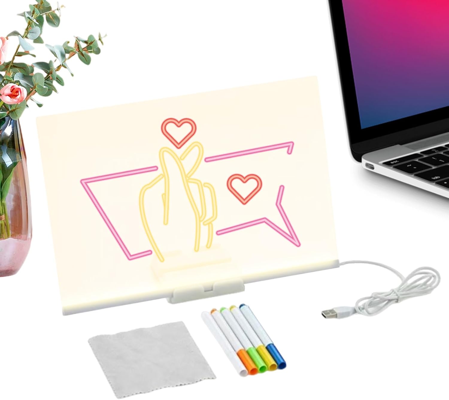 Pizarra Luminosa LED para Niños - Tablero de Notas Borrable con Luz,Material Educativo de Escritura Infantil, Herramienta de Dibujo Portátil para Escuela, Hogar, Viaje y Jardín