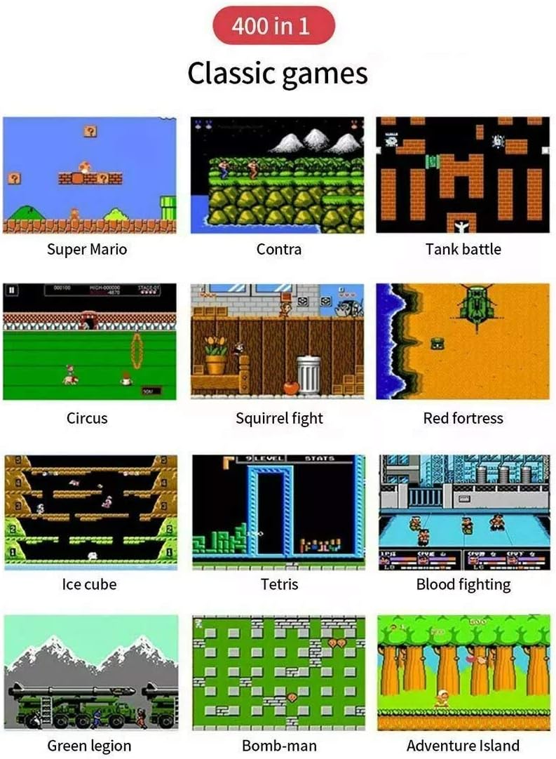 SUP Game Box Plus 400 en 1 Retro Games versión mejorada mini consola portátil de mano regalo (NEGRO)