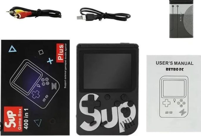 SUP Game Box Plus 400 en 1 Retro Games versión mejorada mini consola portátil de mano regalo (NEGRO)