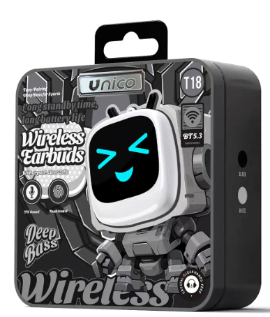 Auriculares inalámbricos PREMIUM Blanco,cara Sonriente