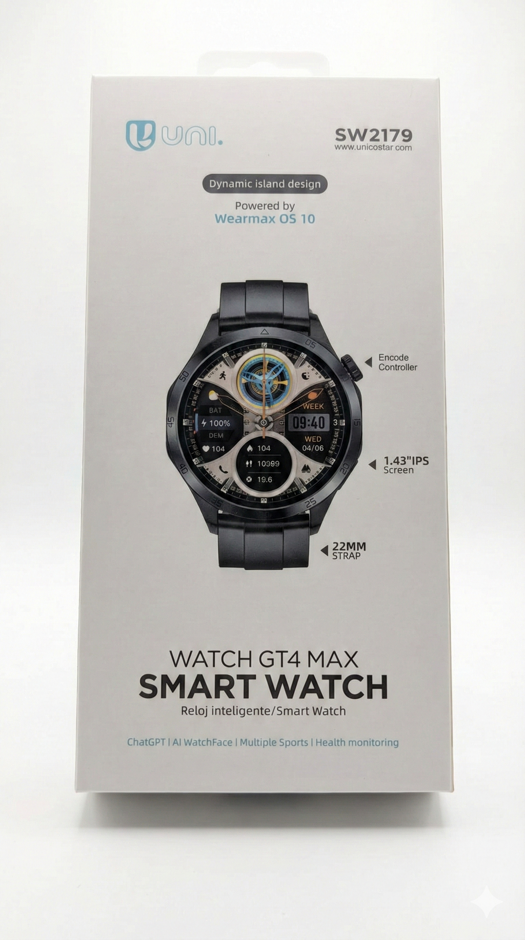Smartwatch Uni  Watch GT4 MAX SW2179  de color negro