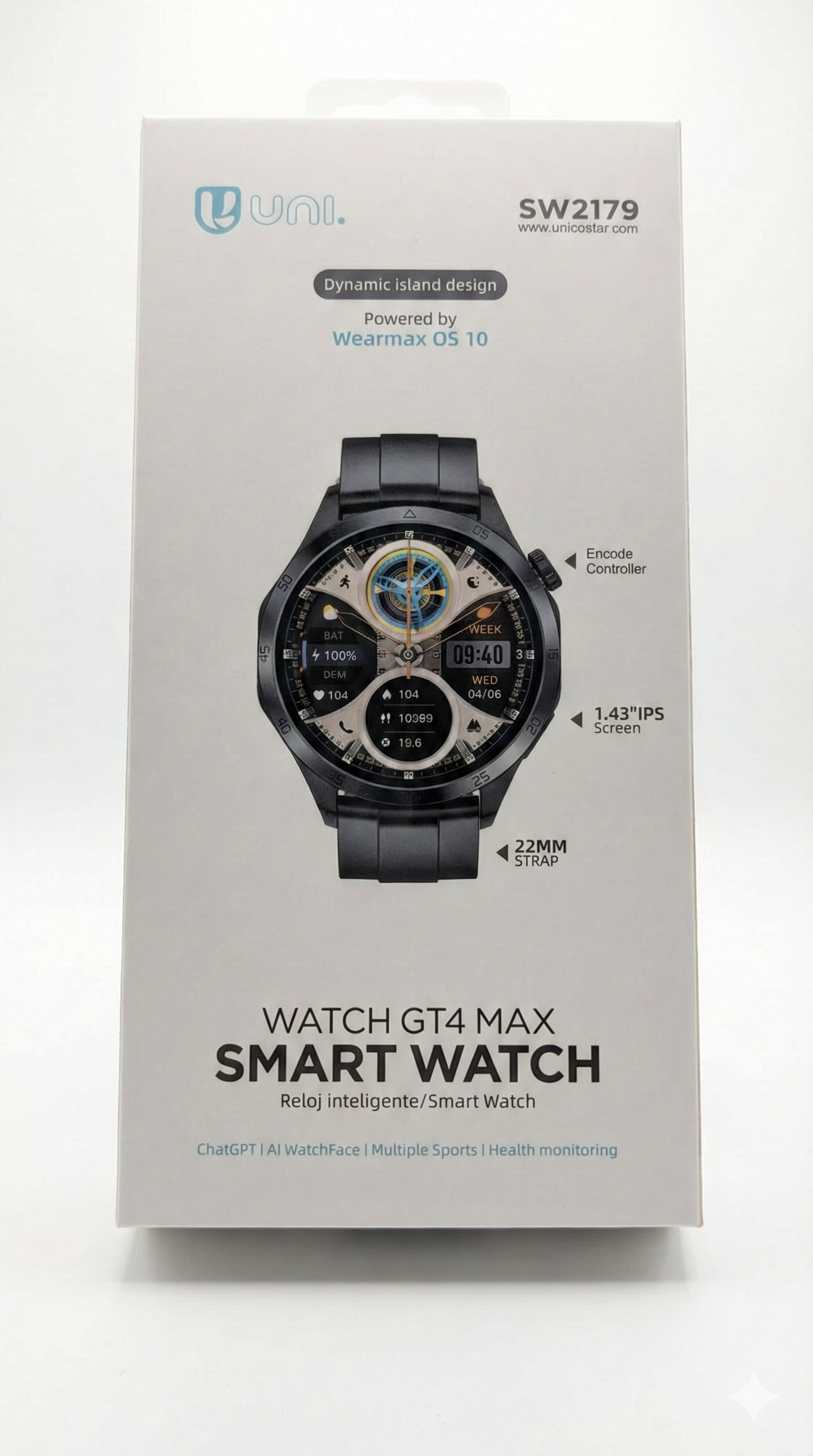 Smartwatch Uni  Watch GT4 MAX SW2179  de color negro