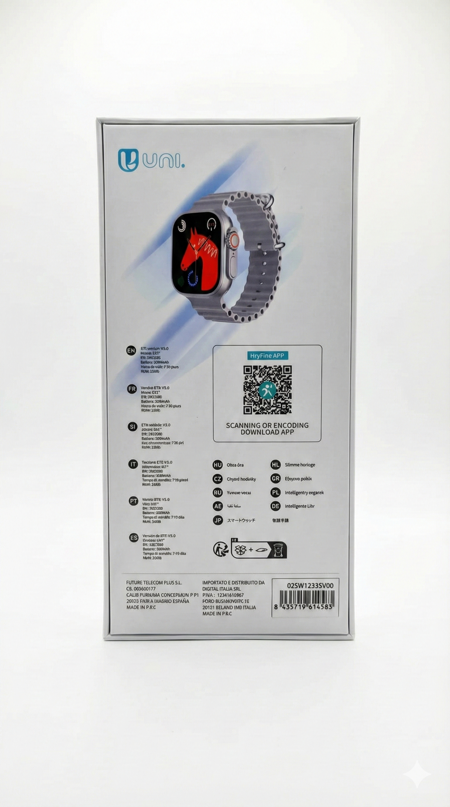 Smartwatch Uni Ultra max SW1233 de color Gris