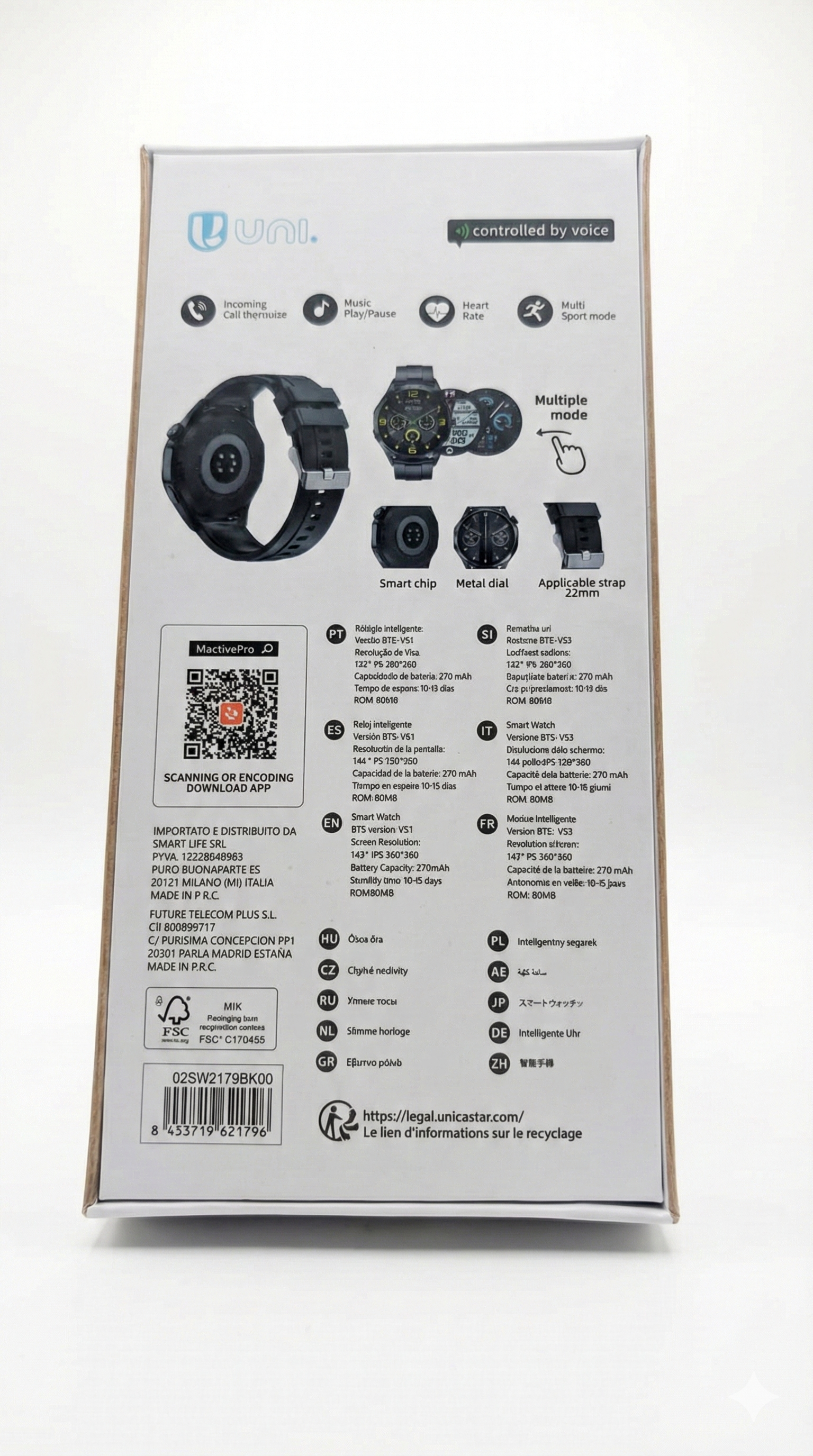 Smartwatch Uni  Watch GT4 MAX SW2179  de color negro