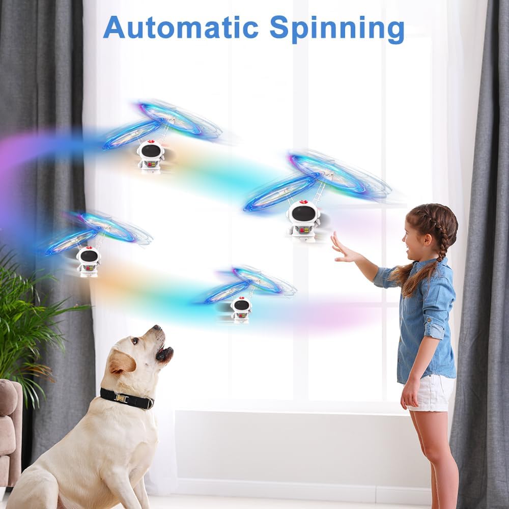 Bola Voladora Flying Hover Ball, Juguete de Astronauta Volador, Mini Dron Juguete Flying Orb Bola con Luz LED, Bola Boomerang Mágica, Interior/Exterior Pelota Voladora Regalos para Niños/Niñas