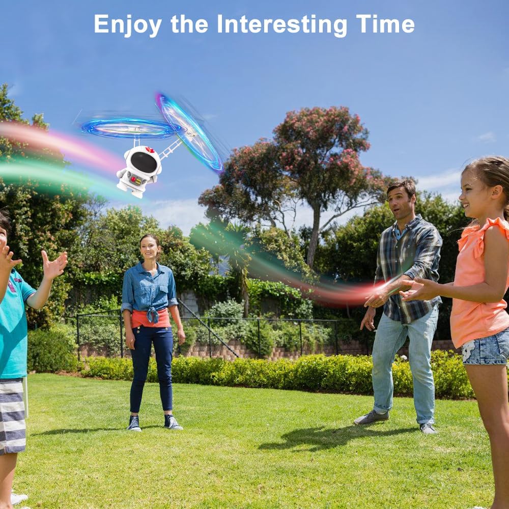 Bola Voladora Flying Hover Ball, Juguete de Astronauta Volador, Mini Dron Juguete Flying Orb Bola con Luz LED, Bola Boomerang Mágica, Interior/Exterior Pelota Voladora Regalos para Niños/Niñas