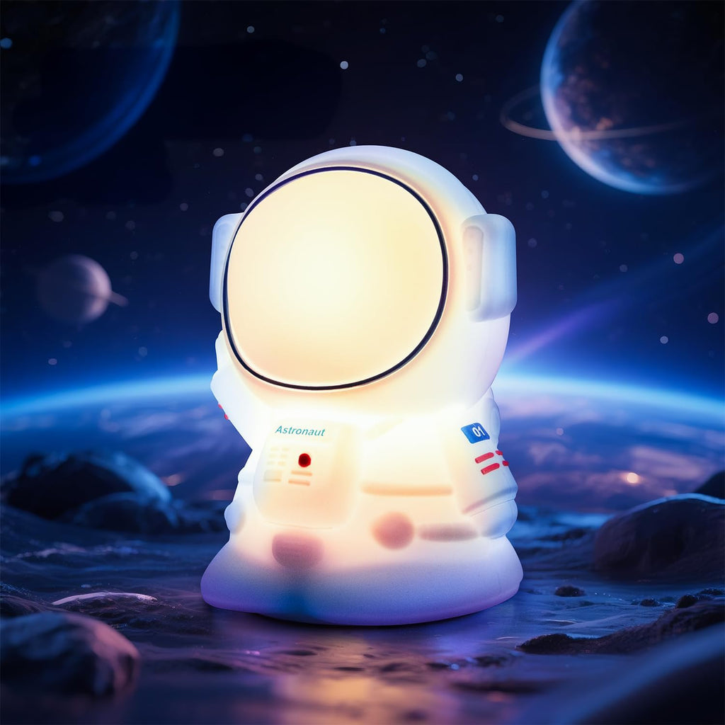 Lámpara Astronauta Luz Nocturna Infantil - Silicona Suave LED y Recargable USB - Decoración y Regalo Original para Niños