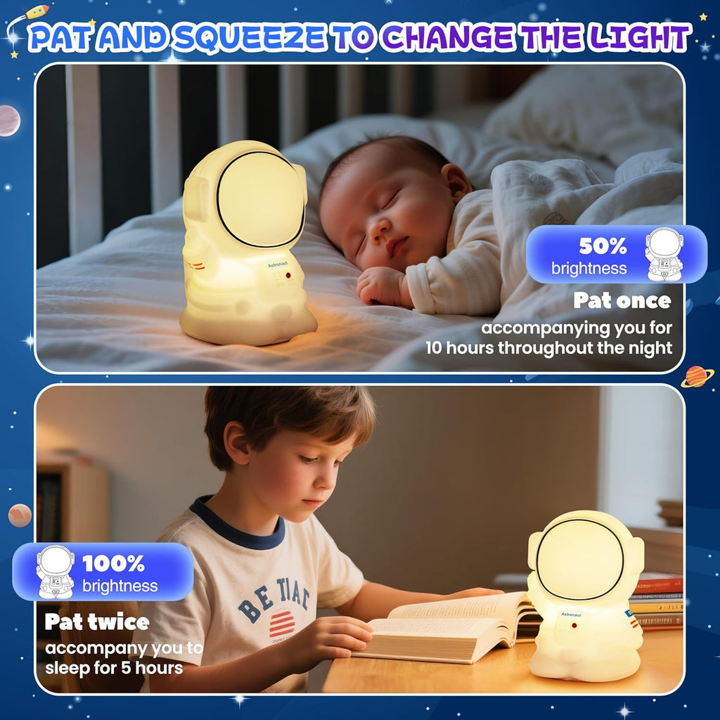 Lámpara Astronauta Luz Nocturna Infantil - Silicona Suave LED y Recargable USB - Decoración y Regalo Original para Niños