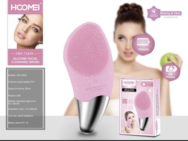 Cepillo de limpieza facial cepillo de limpieza facial de silicona cepillo facial eléctrico masajeador facial de silicona cepillo ultrasónico portátil a prueba de agua Rosa